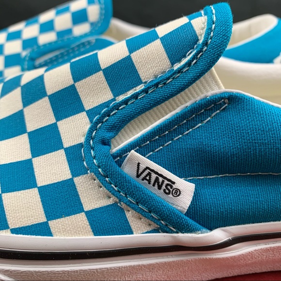 Van's Slip-on Delphinium Blue Checked Women’s - Picture 7 of 10